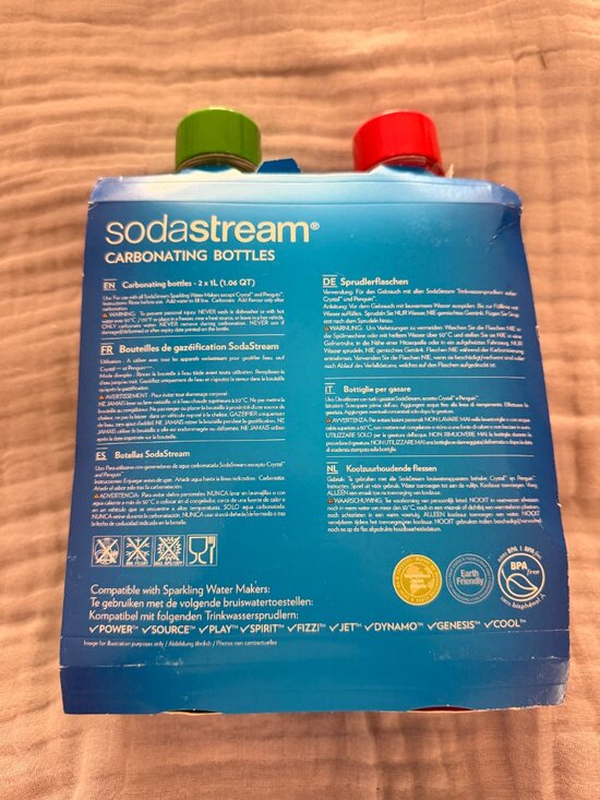 NIB - SodaStream 1L Classic Carbonating Bottles - Set of 2 - Picture 5 of 7